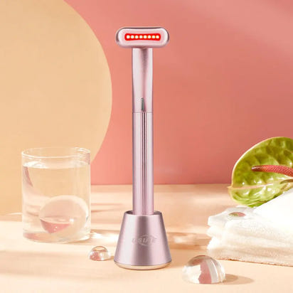 4 in 1 Facial Wand Red Light Therapy for Face and Neck Facial Tool - Pink