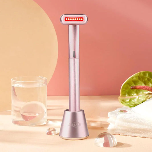4 in 1 Facial Wand Red Light Therapy for Face and Neck Facial Tool - Pink